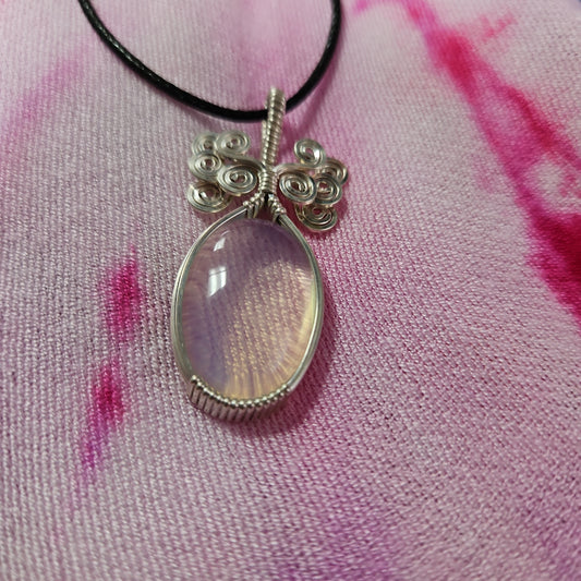 Silver Wire Wrapped Opalite Necklace