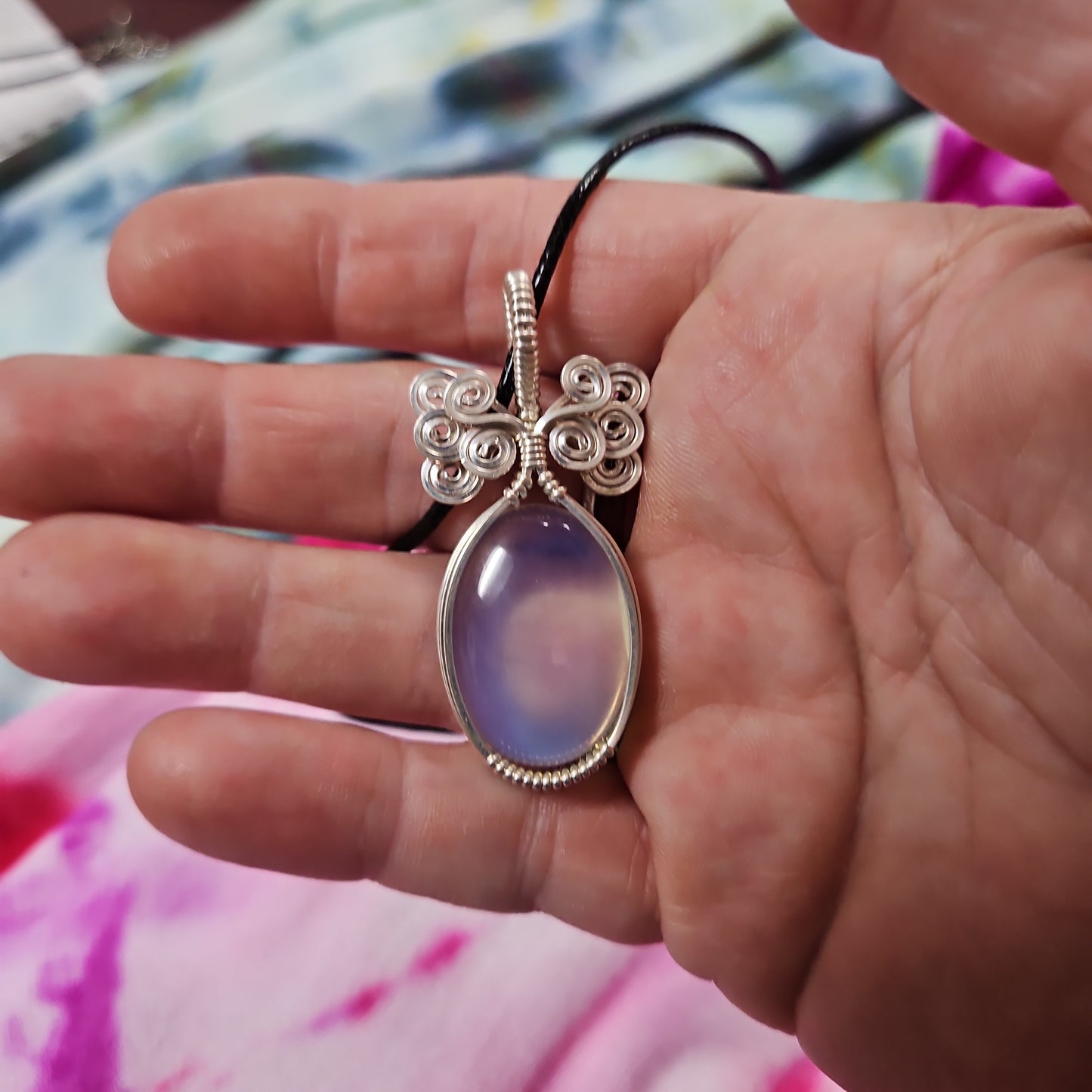 Silver Wire Wrapped Opalite Necklace
