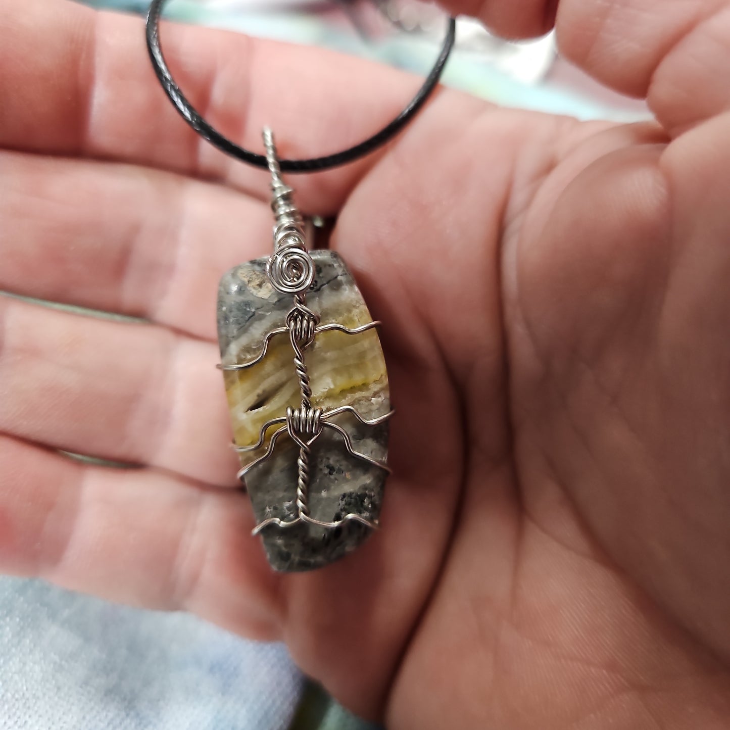 Wire Wrapped Bumble Bee Jasper Necklace
