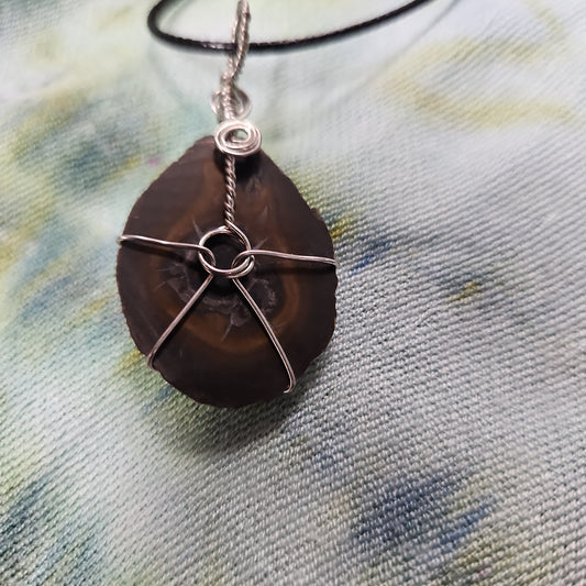 Wire Wrapped Septarian Nodule Necklace