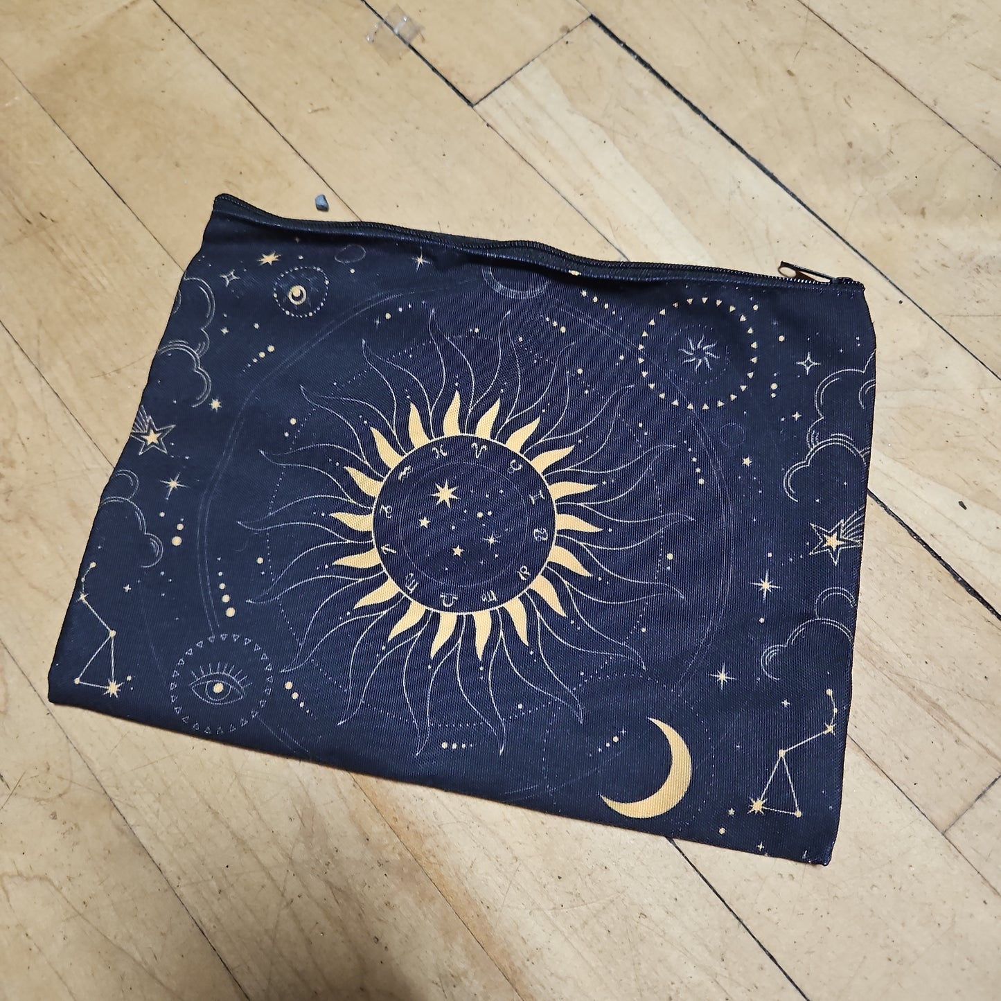 Zippered Tarot Bags - Sun and Zodiac  (Black)