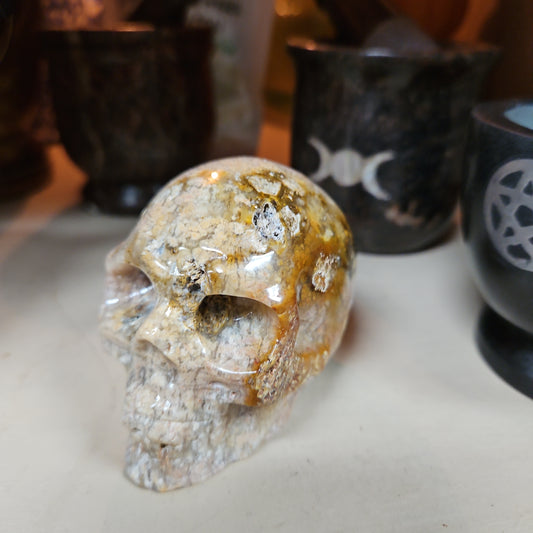 Pink Picture Jasper Skull 2 1/2 by 3