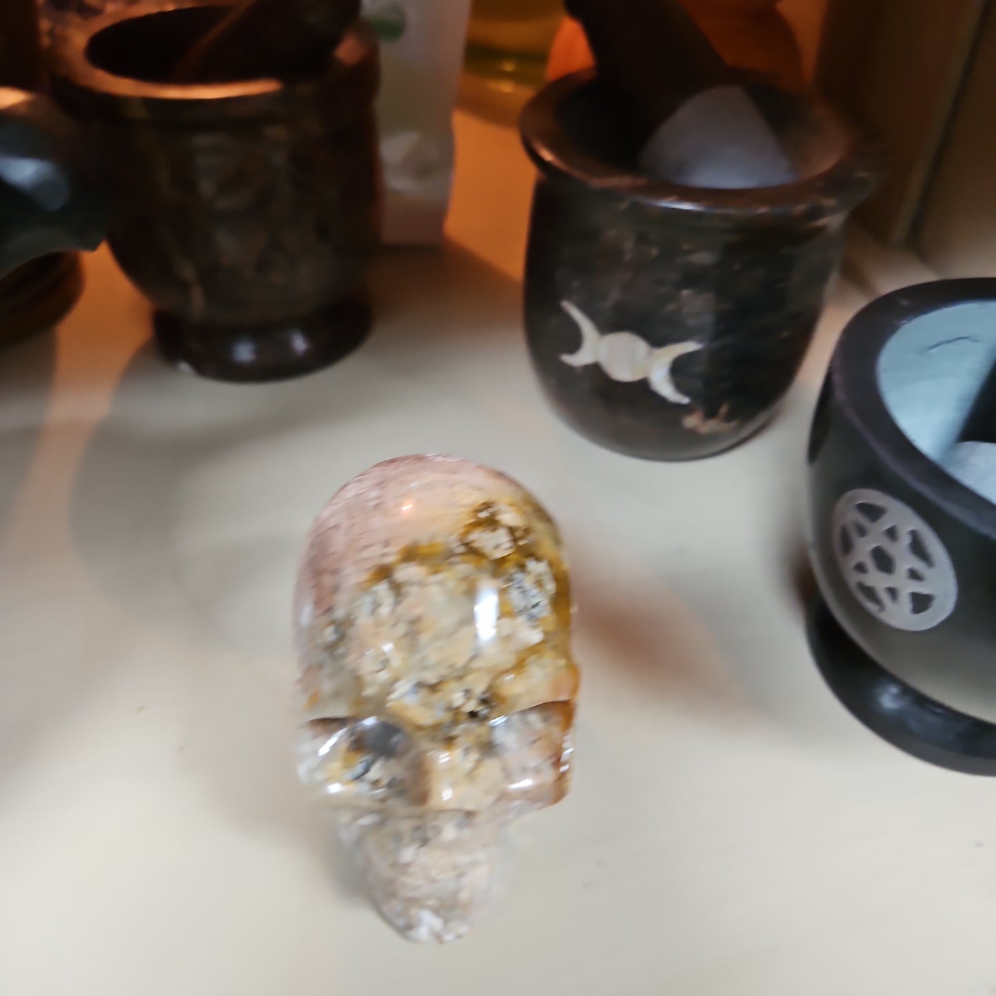 Pink Picture Jasper Skull 2 1/2 by 3