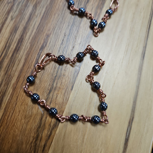 Copper Wire & Hematite Handmade Bracelets for Grounding