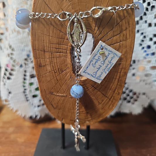 Pocket Rosary - Prayers Beads - Blue Agate