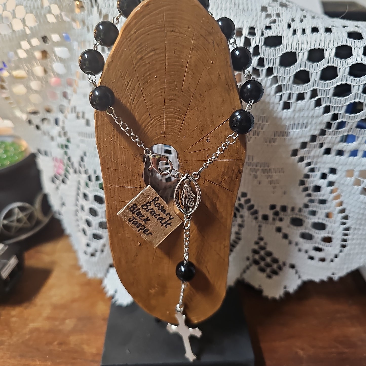 Pocket Rosary - Prayers Beads - Black Jasper