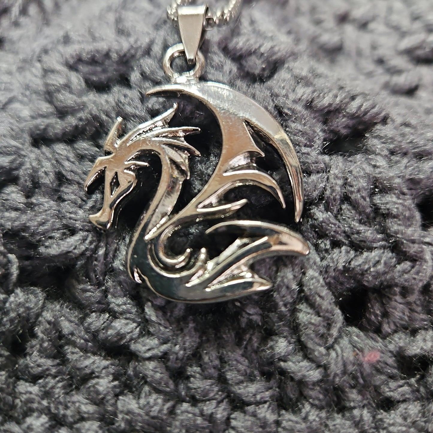 Hollow Flame Dragon Stainless Steel Necklace
