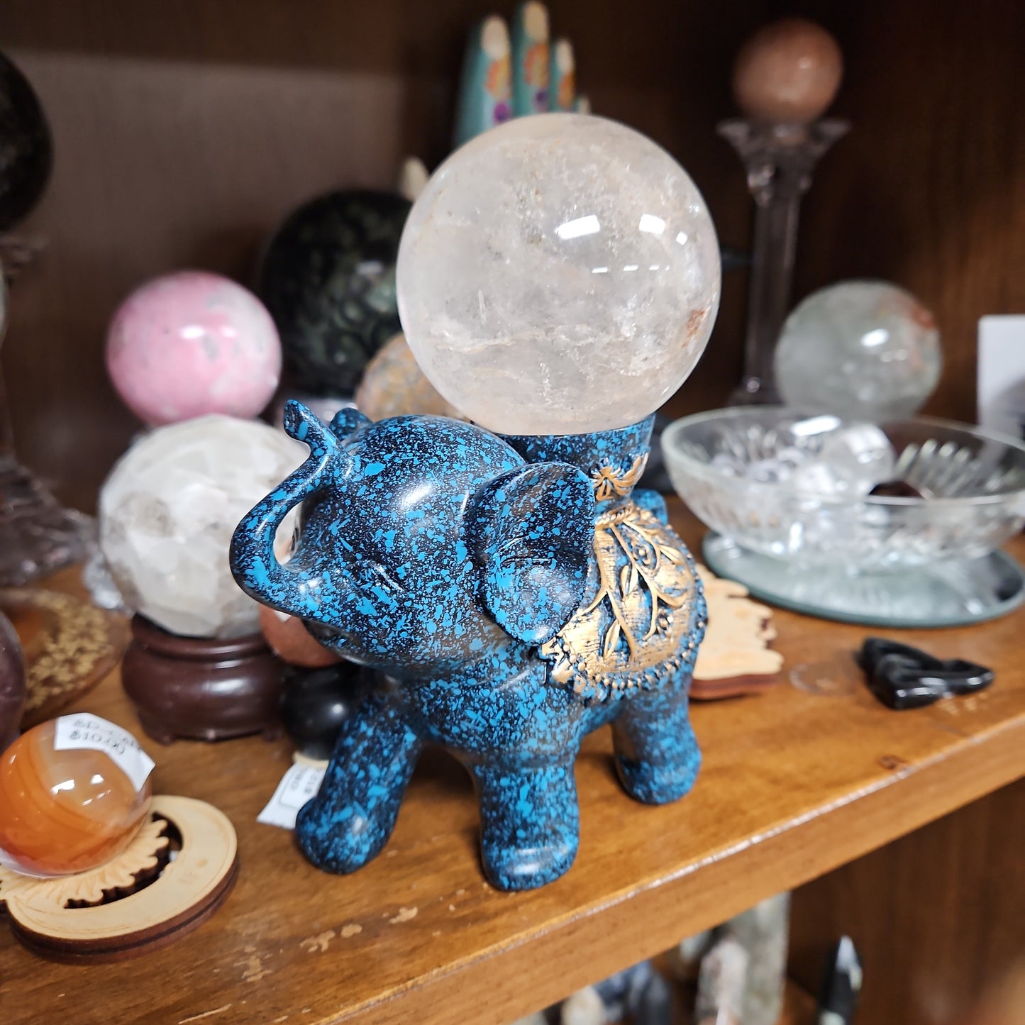Elephant Sphere Stand Sphere Holder 4" - Blue