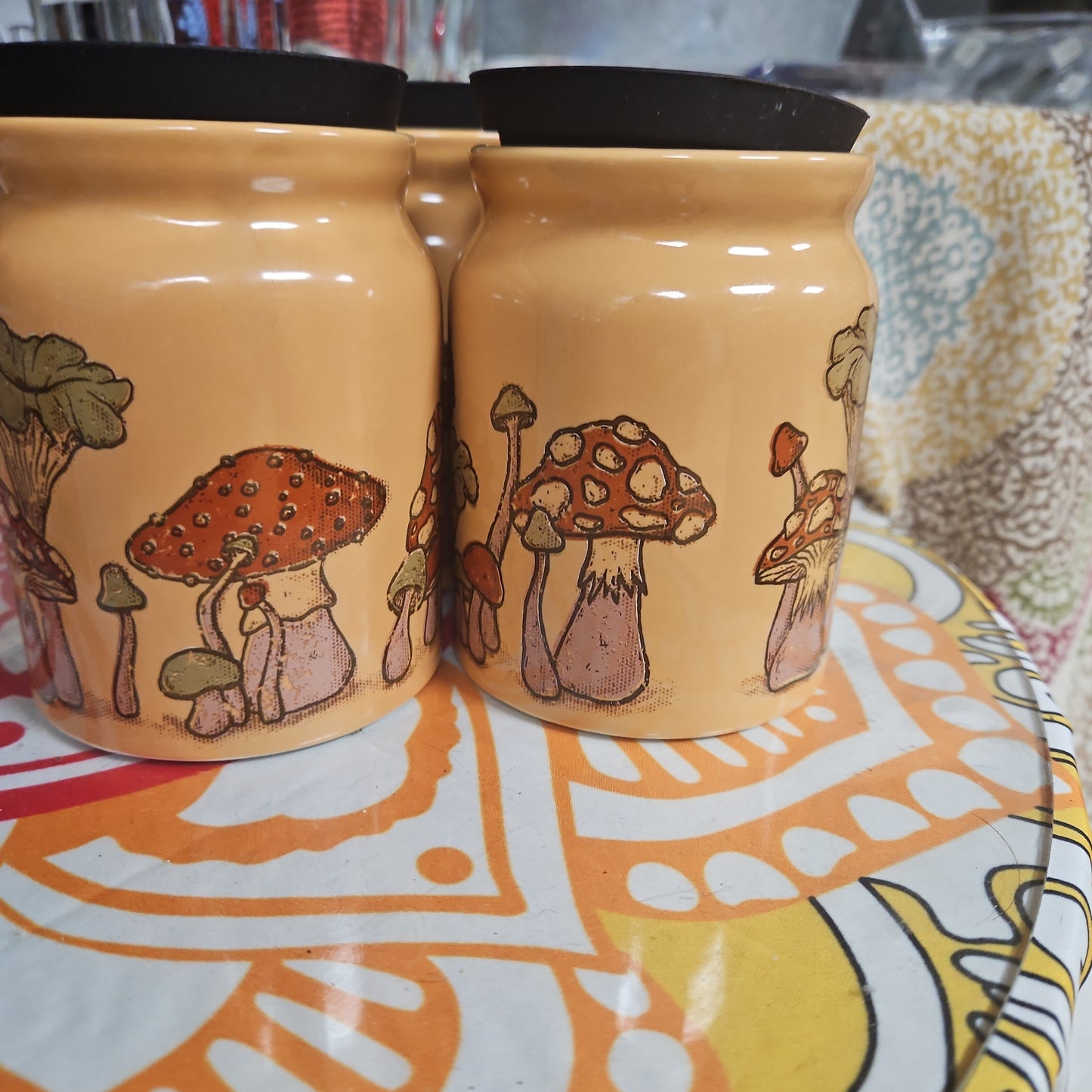 Retro Hippie Mushroom  Stash Jar