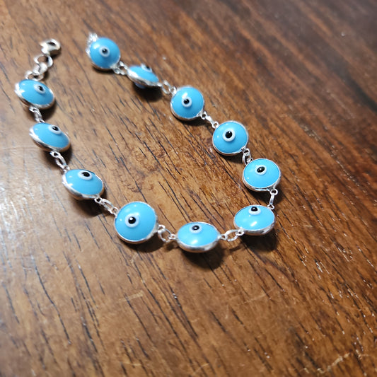 Sterling Silver Murano Evil Eye Bracelet