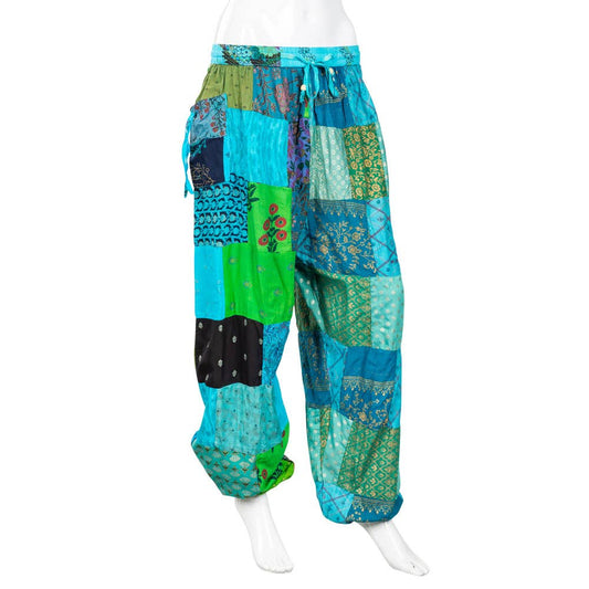 Cotton Patchwork Pants with Pockets