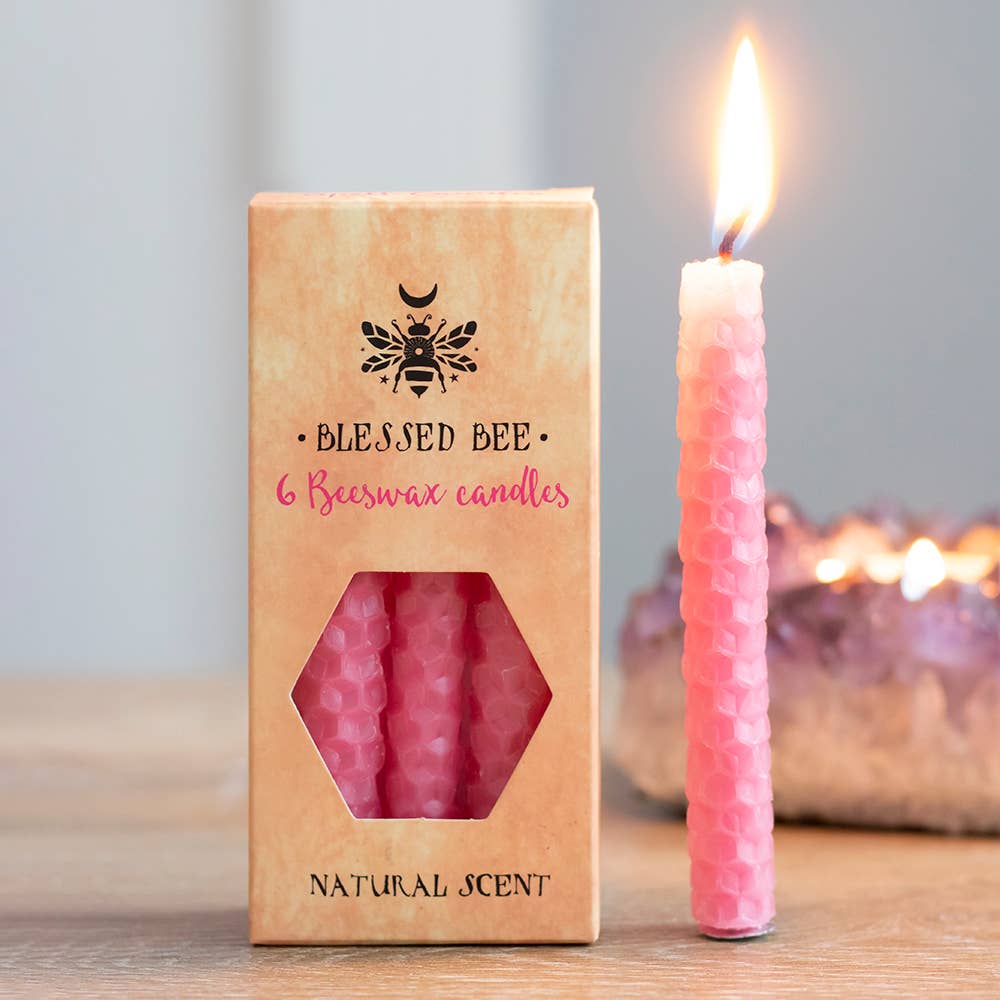 Blessed Be Pink Beeswax Chime Candles - 6 Pack