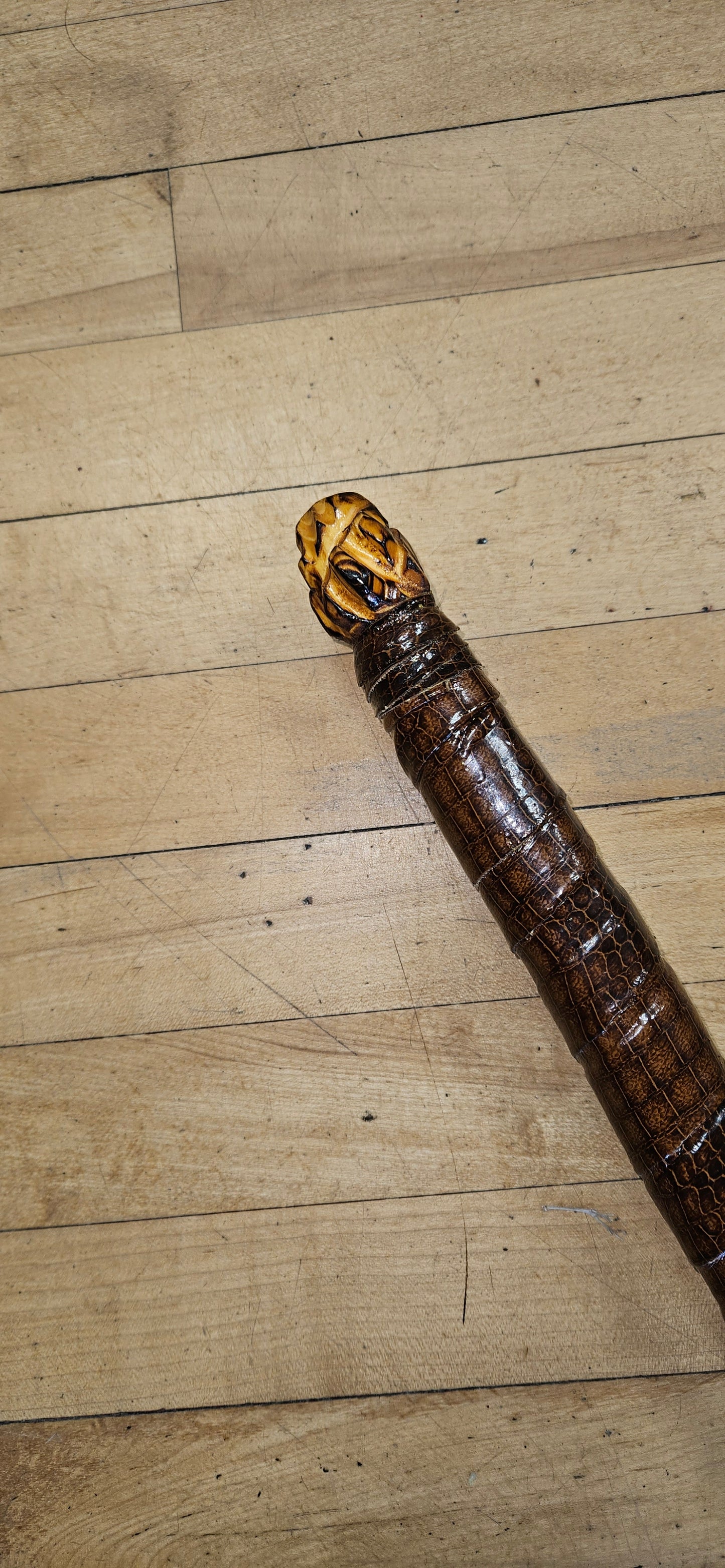 Criss Cross Carved Walking Stick / Staff - Locally Made