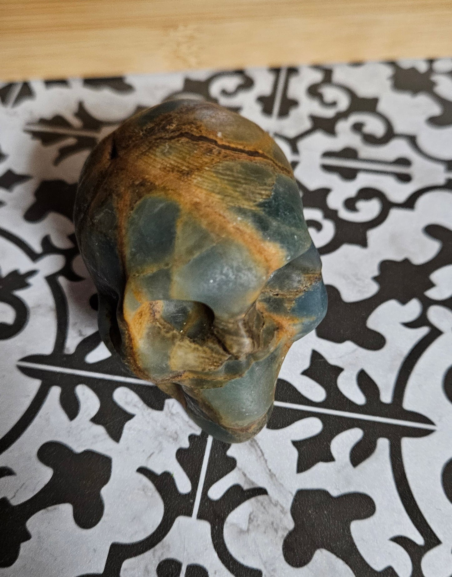 Blue Calcite "Blue Onyx" (Lemurian Aquatine) Carved Skull