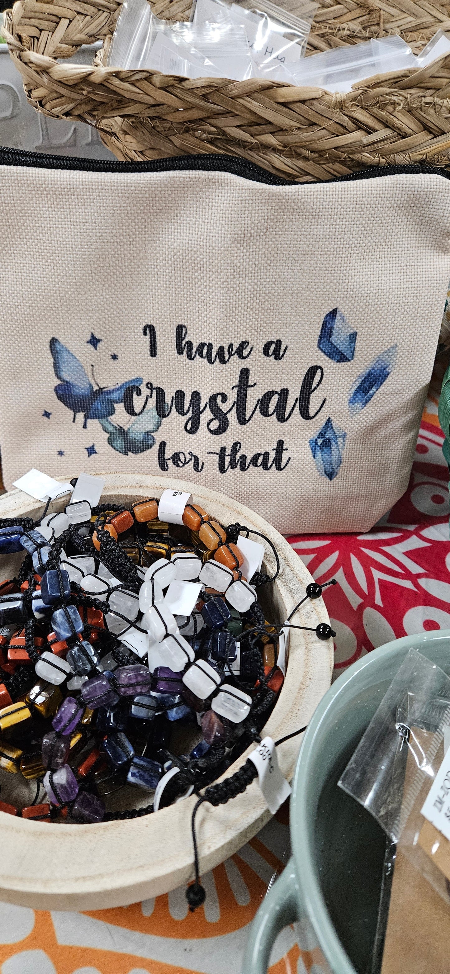 I have a crystal for that zippered makeup bag / crystal / tarot pouch
