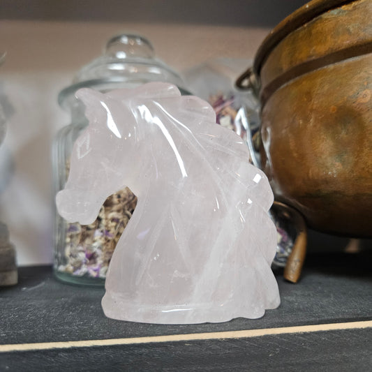 Rose Quartz Carved Horse Head