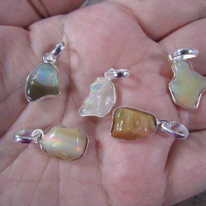 Sterling Silver Pendant - Natural Opal, chain included