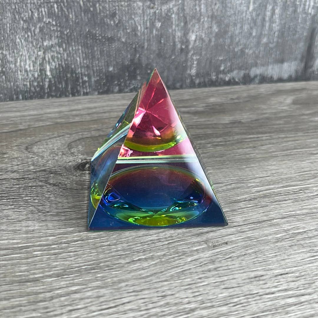 Glass AB Rainbow Pyramid