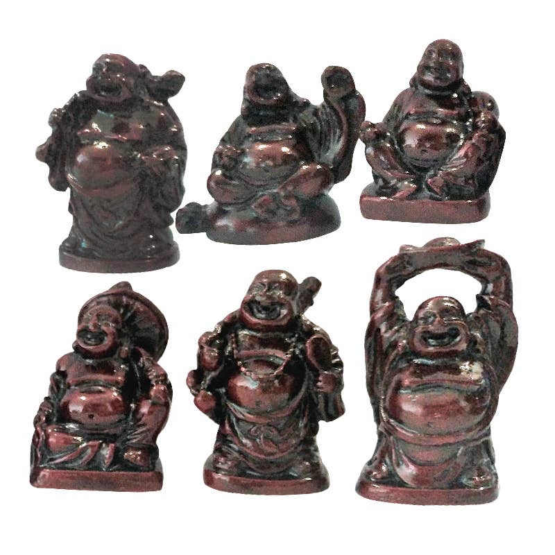 Happy Buddha Statues - Mahogany Set