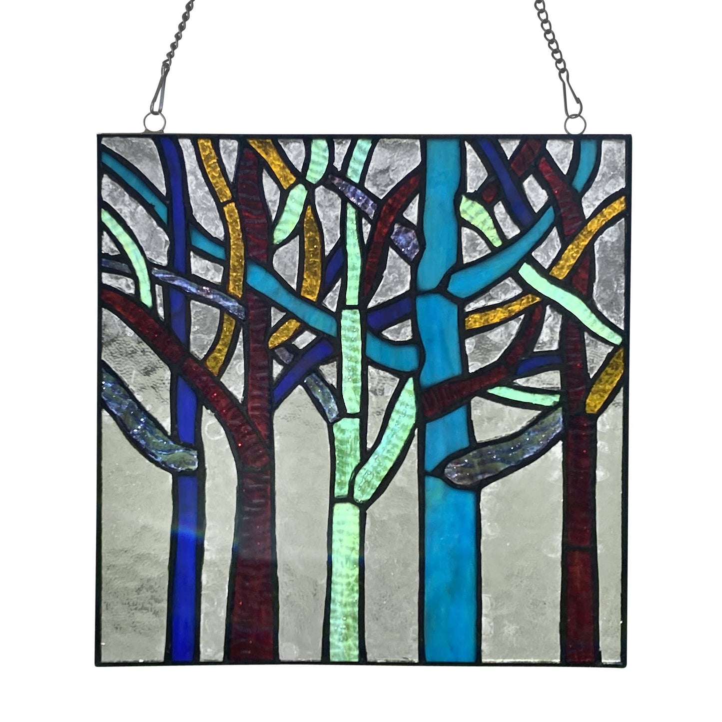 Rainbow Forest Stained Glass Window Panel