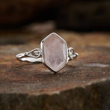 Rose Quartz Double Terminated Ring