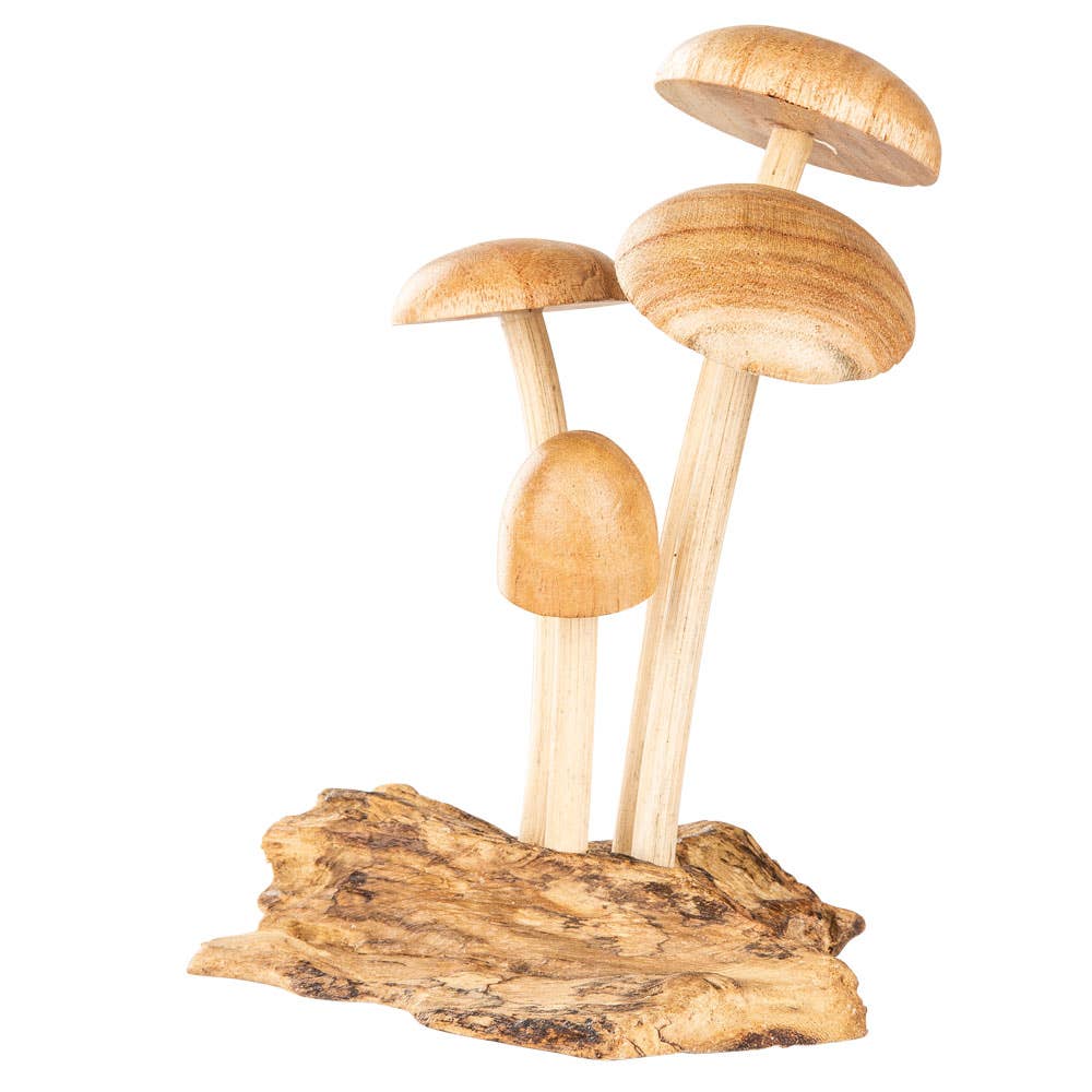 Wooden Four Mushrooms 5 "