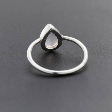 Rose Quartz Teardrop Sterling Silver Ring