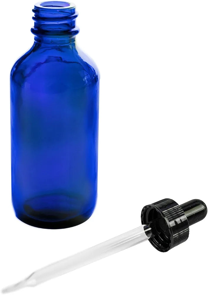 Cobalt Blue Glass Bottles- 2 oz with dropper