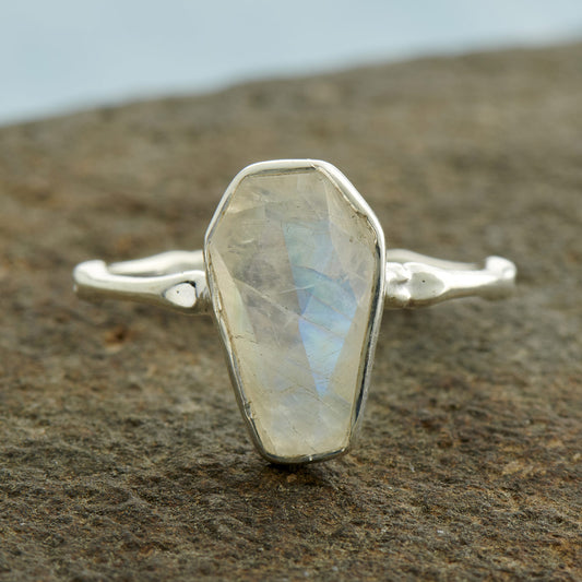 Moonstone Coffin Bone Ring