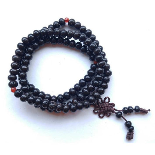 Black Lotus Seed Zen108 Bead Mala - Prayer Beads - 6x8mm