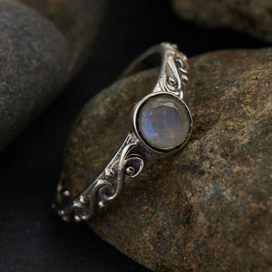 Moonstone Stackable Celtic Ring