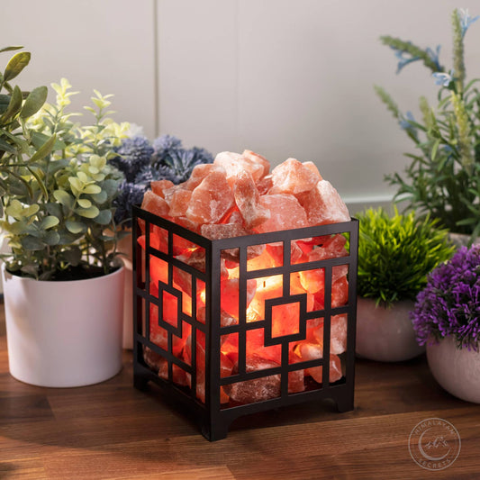 Himalayan Salt Square Basket Lamp 6 - 7 lb