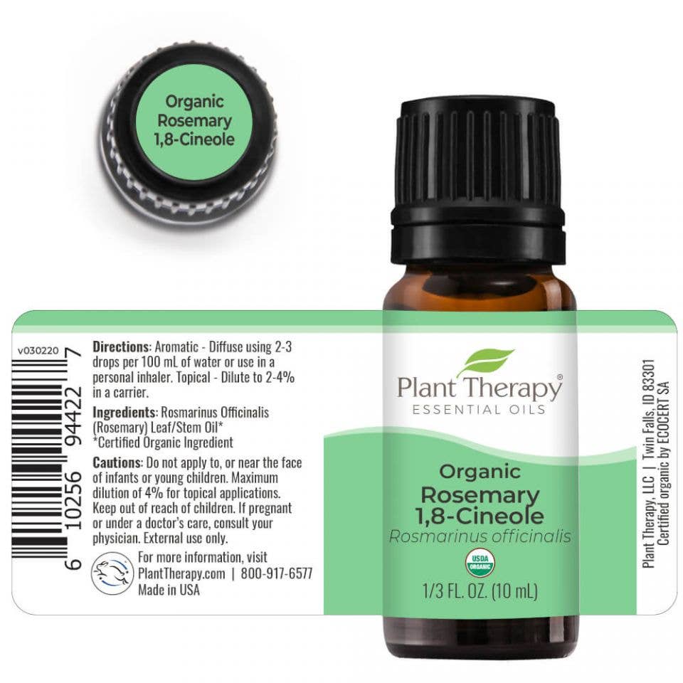 Organic Rosemary 1 , 8 - Cineole Essential Oil 10 Ml