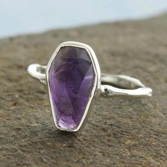 Amethyst Bone - Band Coffin Ring