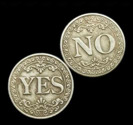 Oujia YES NO Coins, Large - Antique Silver