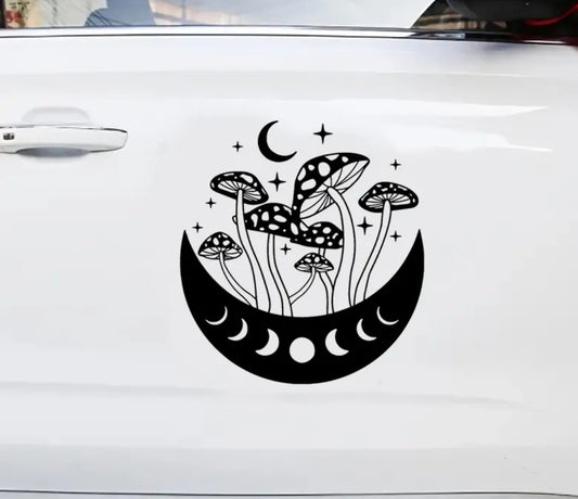 Mushroom Moon Phase Vinyl Sticker / Car Decal