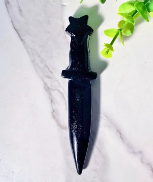 Small Black Obsidian Dagger  / Athame 5 1/2"