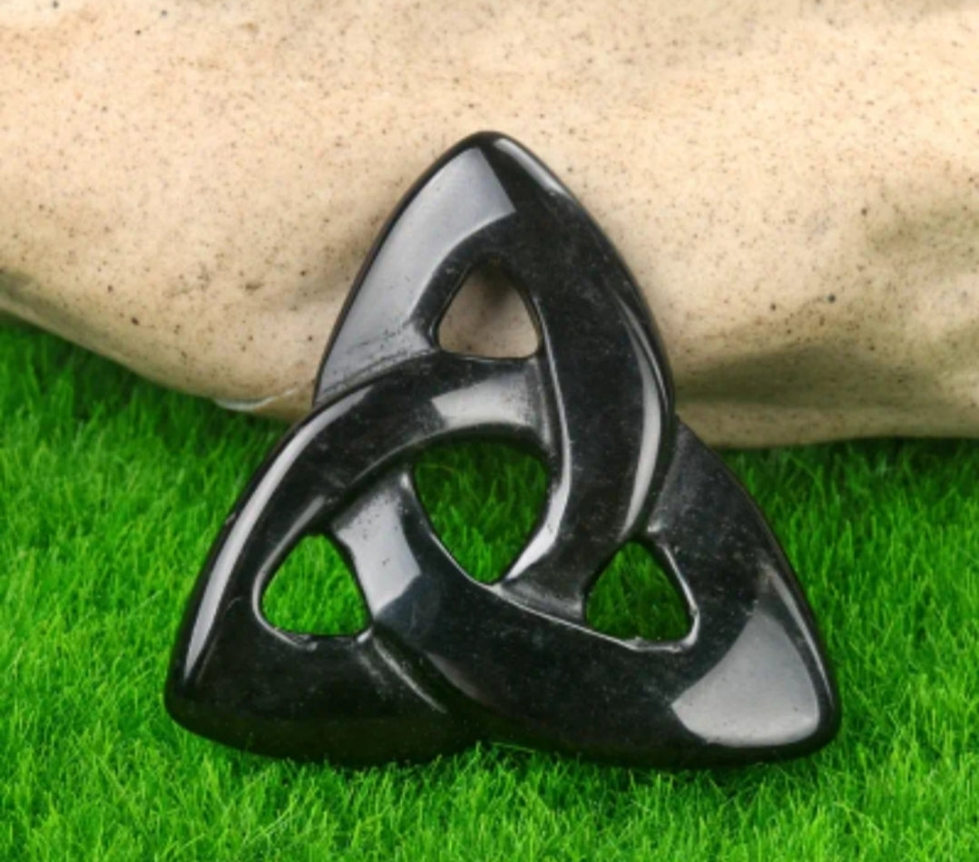 Obsidian Triquetra Pocket Stone