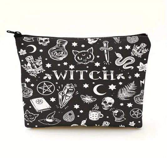 Witch Vibes zippered makeup bag / crystal / tarot pouch