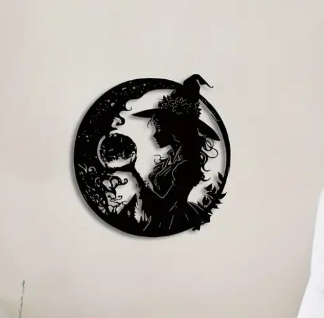 Witch and Her Crystal Ball Wall Iron Art