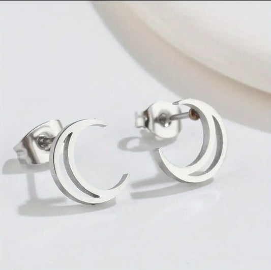 Cresecent Moon Earrings - Stainless Steel