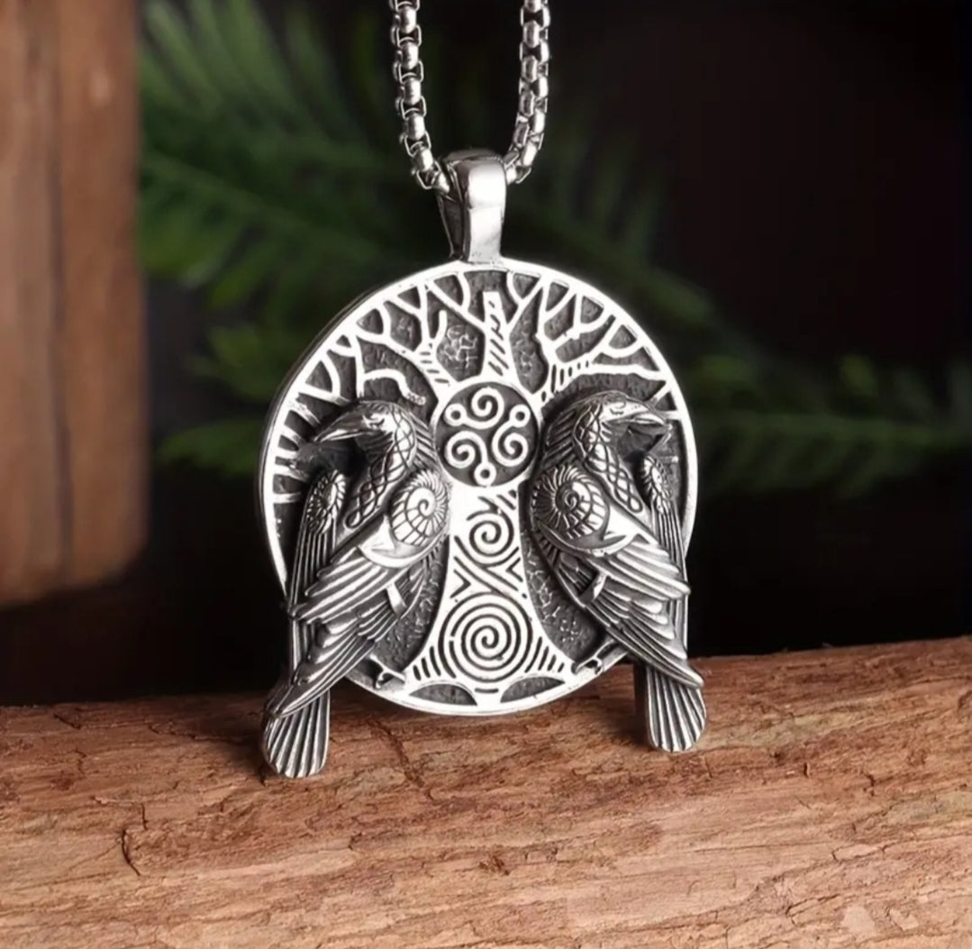 Celtic Raven and Tree of Life Necklace