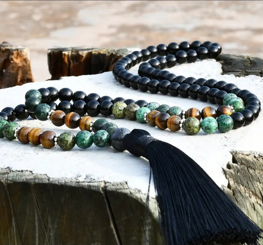 Obisdian 108 Bead Mala (Unkotted)