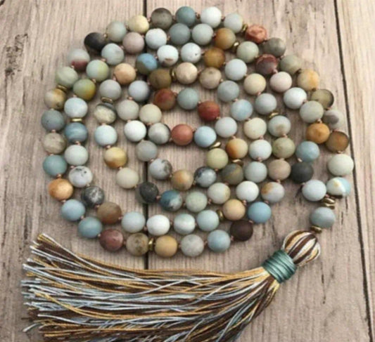 Amazonite 108 Bead Mala (Knotted)