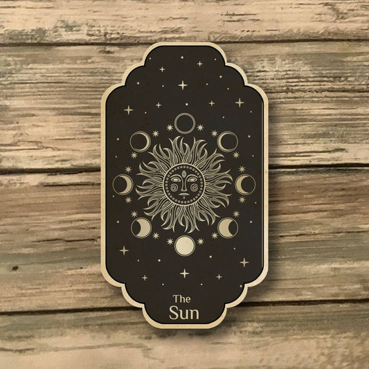 Handcrafted Sun Tarot Card Wood Magnet