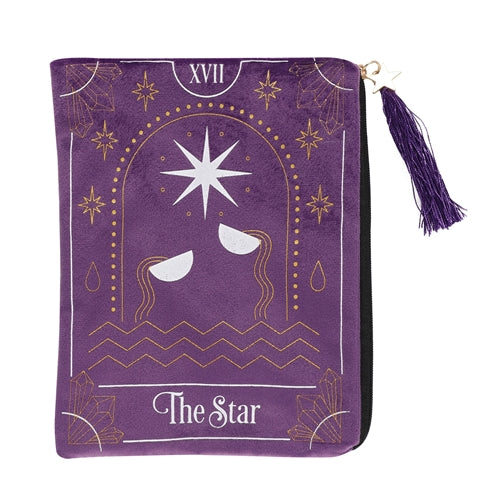 The Star Purple Velvet Zippered Tarot Card Bag