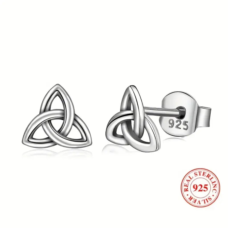 Sterling Silver 925 Triquetra Stud Earrings