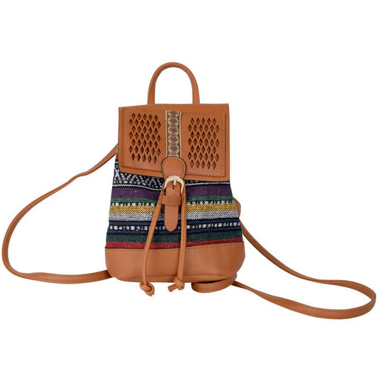 Small Multi Stripe Purple & Vegan Leather Backpack