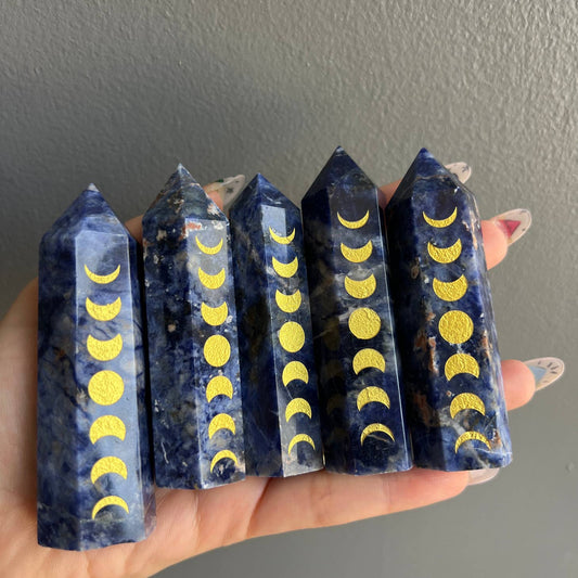 Sodalite Etched Moon Phase Tower