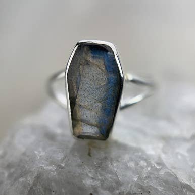 Labradorite  Coffin Ring Sterling Silver